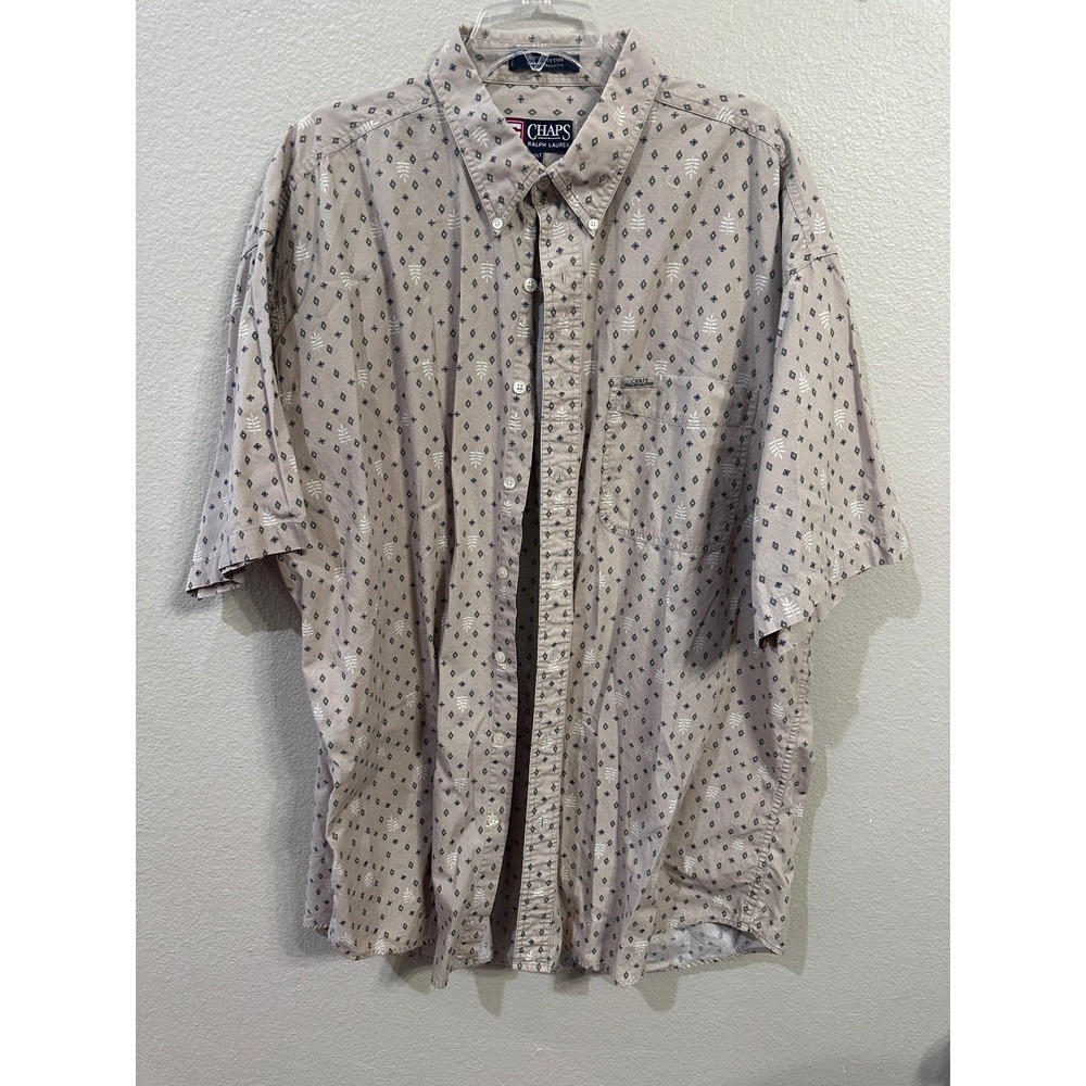 Chaps Ralph Lauren Mens 2XLT Short Sleeve Button Up Shirt Patterned